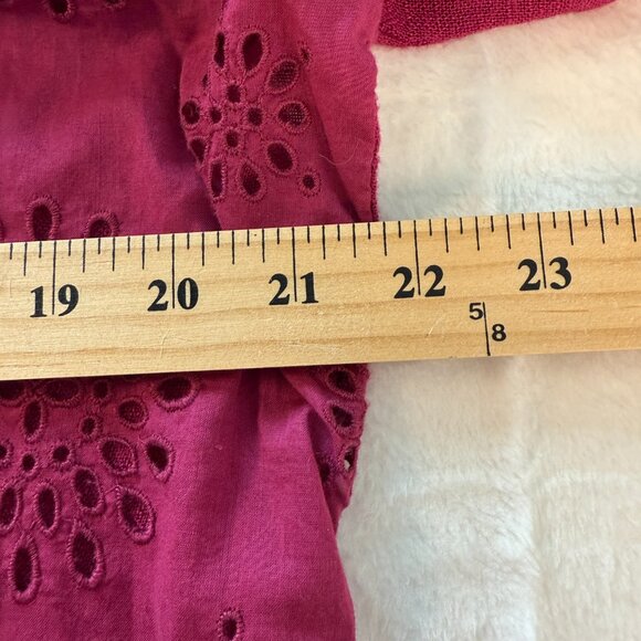 Lucky Brand Blouse See Through Circle Pattern 3/4 Sleeve Burgundy Vintage Large - Picture 7 of 7